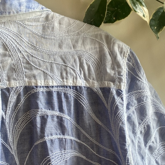 Love Moschino Gauzy Blue Short Sleeve Button Up - Picture 2 of 6